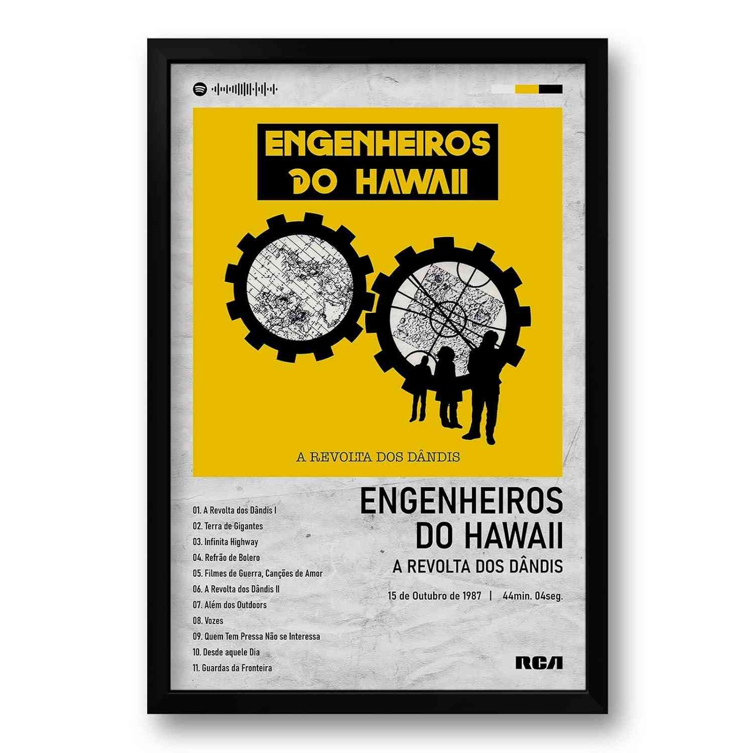 Quadro Álbum A Revolta dos Dândis - Engenheiros do Hawaii | Impressão Premium 40x60cm com Moldura Ecológica