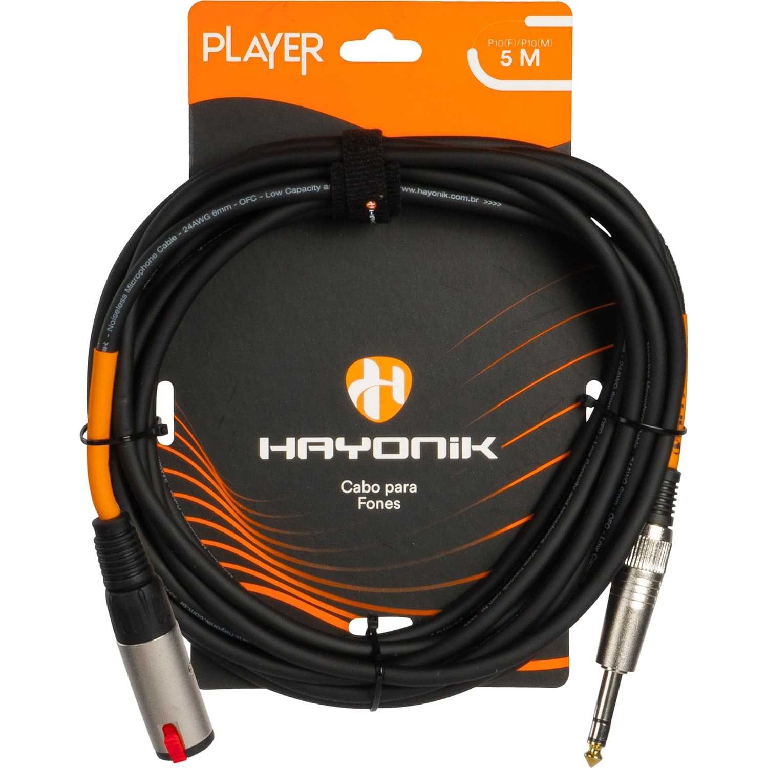 Cabo Extensor HAYONIK P10 Macho para P10 Fêmea - Qualidade Profissional 5M
