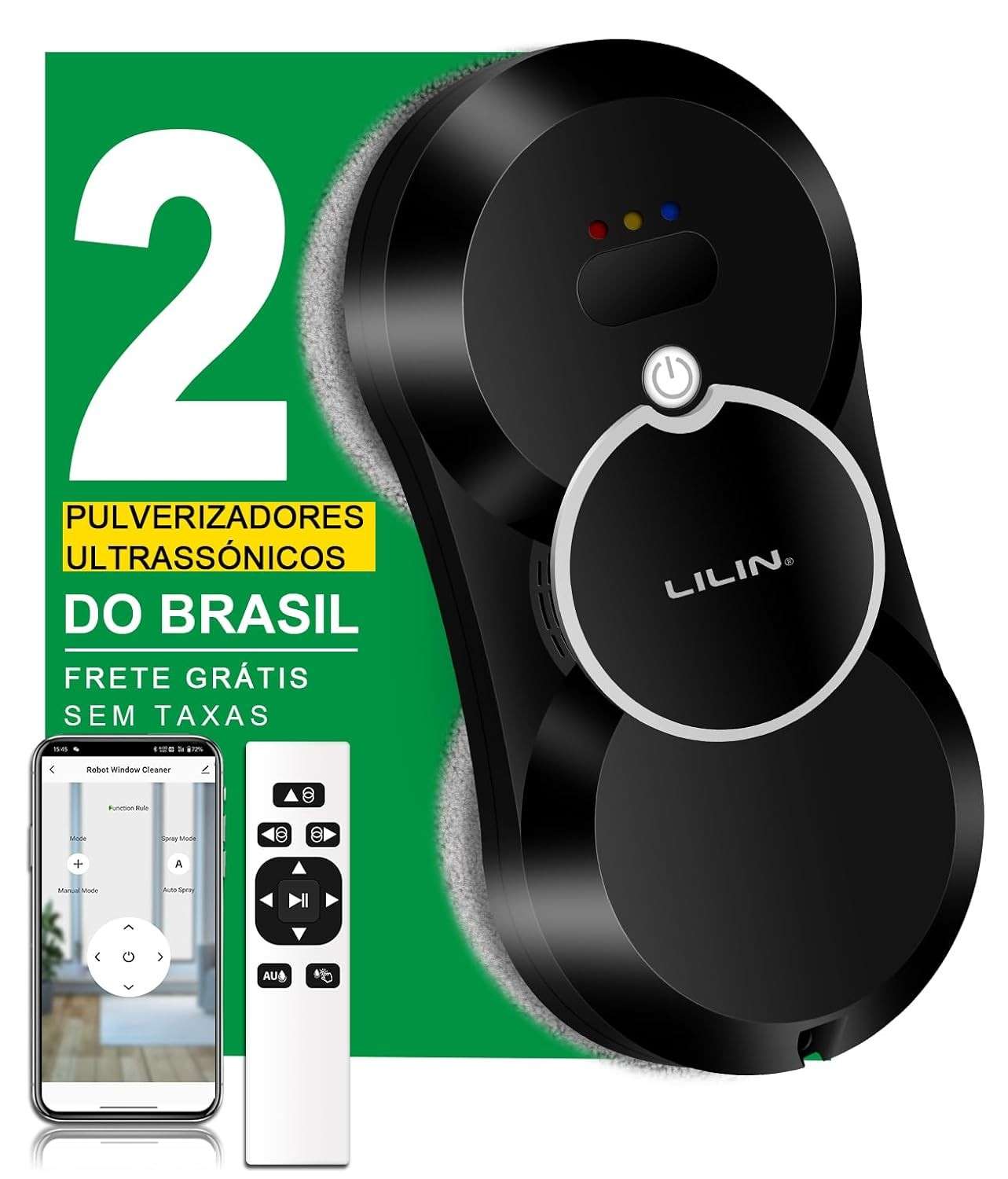 LILIN HCR10 Robô de Limpeza de Janelas com IA, Spray de Água Duplo, Controle por APP e Segurança Avançada