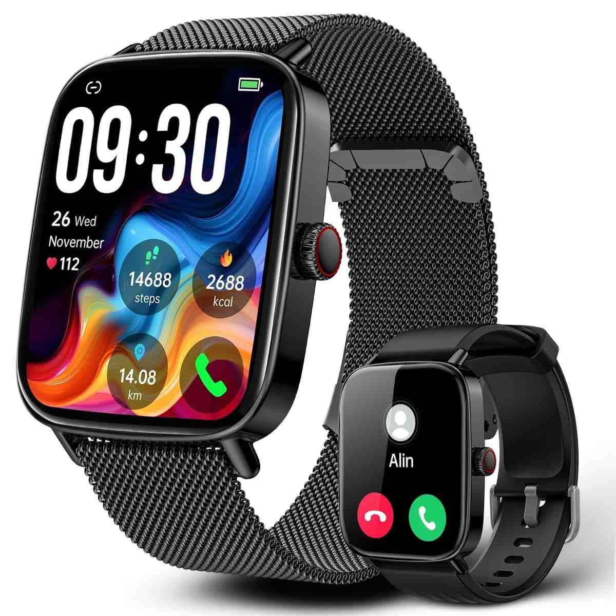 Smartwatch Relógio Inteligente 1,85" Tela HD, Bluetooth, 120 Esportes, IP68, Android/iOS - Preto
