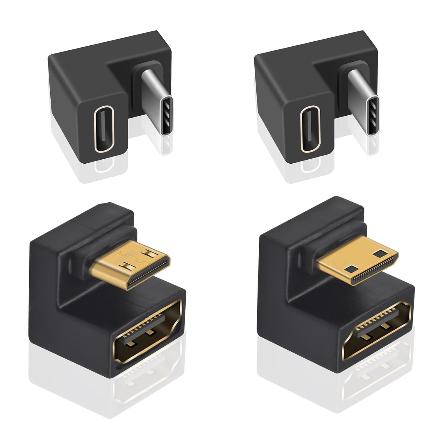 Adaptador Mini HDMI para HDMI 2.1 8K 180° + USB-C 10Gbps - Duttek (Pacote com 4)