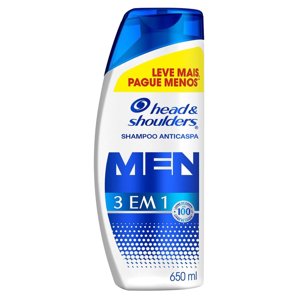 Head & Shoulders Men: Shampoo Anticaspa 3 em 1 - 650ml