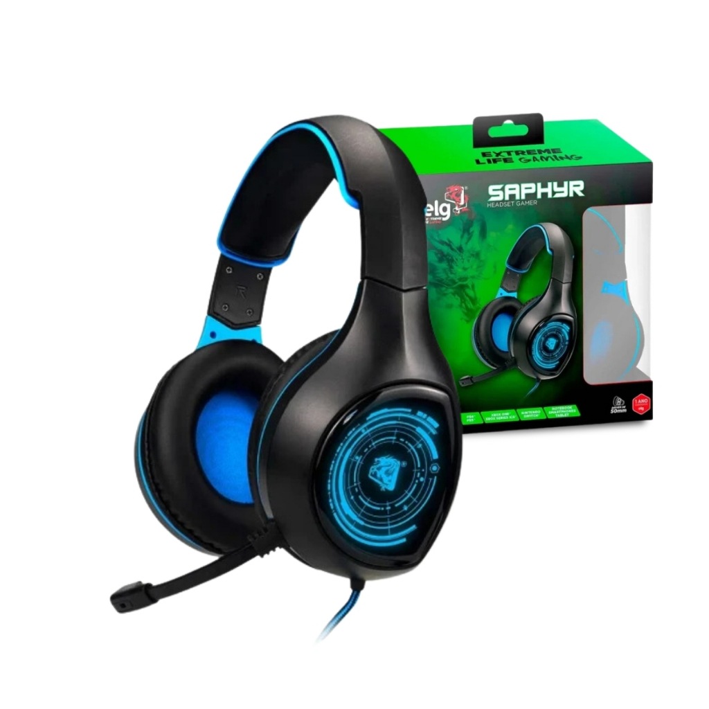 Headset Gamer Saphyr P3: Imersão LED Azul