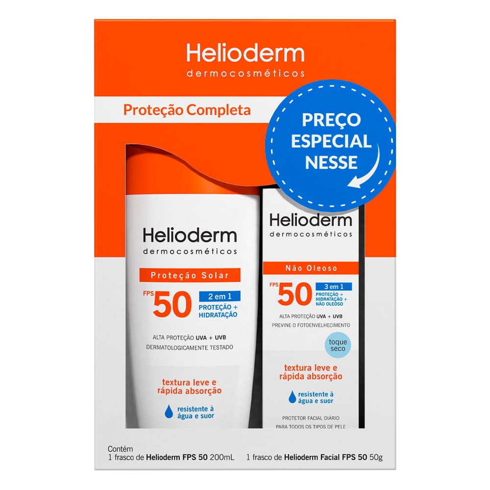 Helioderm FPS 50: Kit Completo Protetor Solar