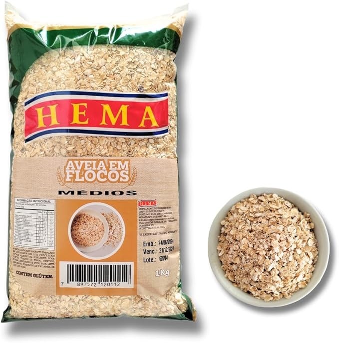 Aveia Média Em Flocos 1kg - Hema Alimentos (foto Real)