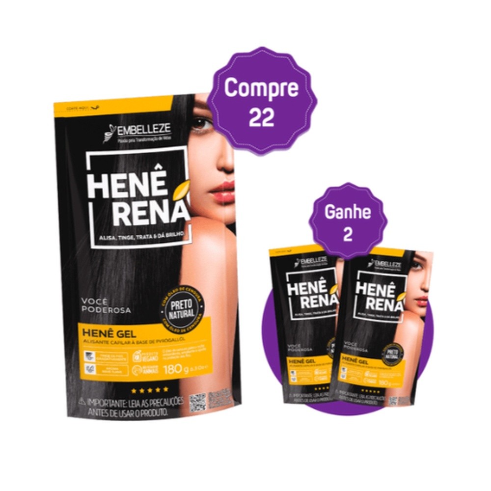 Henê Rená Preto Natural: Liso, Cor e Brilho!