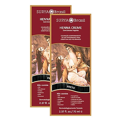 Henna Creme Surya Preto: Kit com 2 Unidades