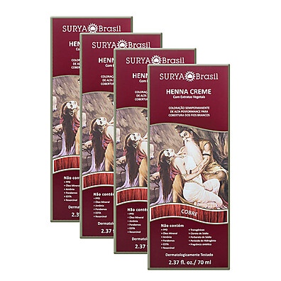 Henna Surya Brasil Cobre: Kit 4 Unidades – Cabelos Radiantes!