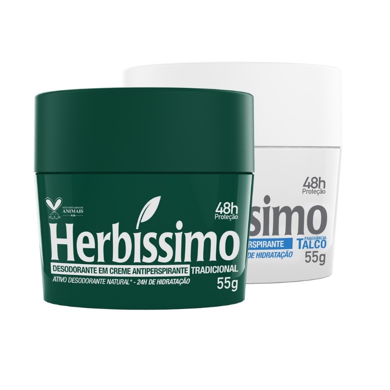 Herbíssimo: Kit Desodorante Tradicional + Talco 48h