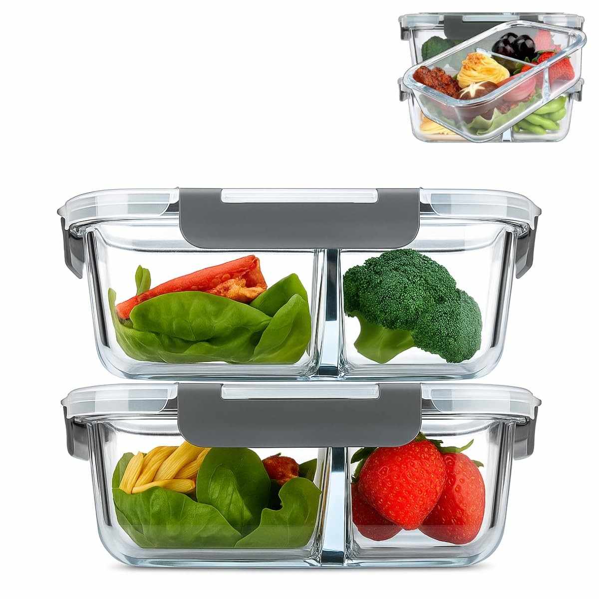 Kit 2 Potes de Vidro Retangular Hermético 1040ML - Conservação e Organização na Cozinha