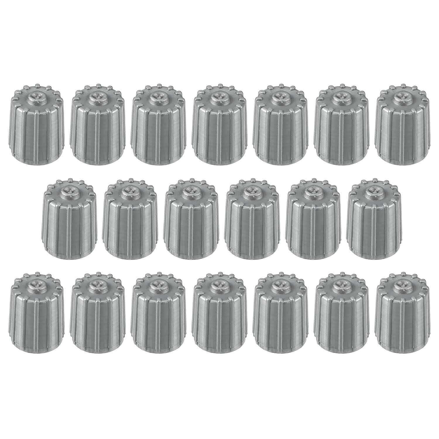 20 Tampas de Válvula de Pneu Cinza: Proteção Hexagonal à Prova de Poeira com Vedação de Borracha