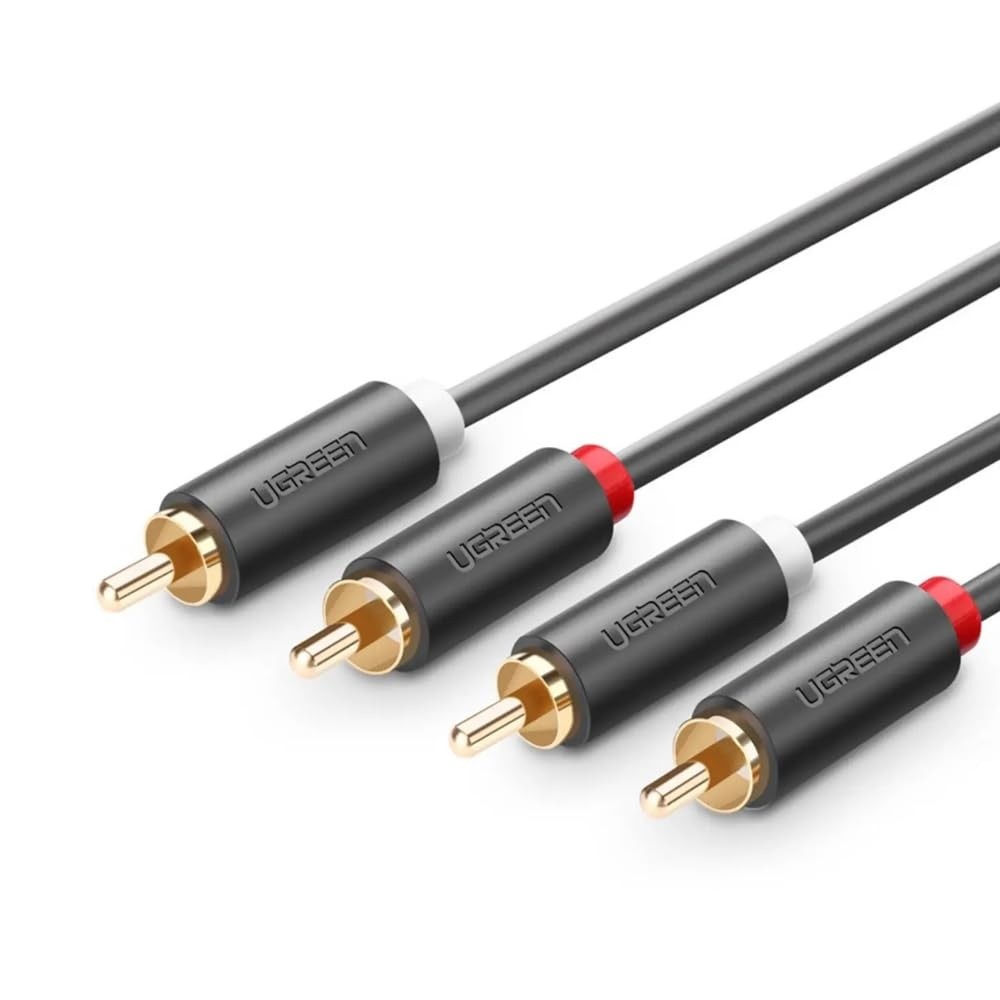 QCYDOBRASIL Cabo de Áudio 2RCA Macho-Macho: Som Hi-Fi Imersivo com 3 Metros e Conectores Banhados a Ouro