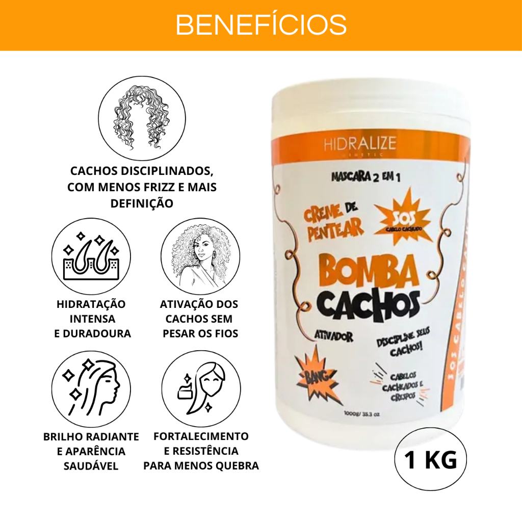 Creme Bomba de Cachos + Gelatina Hidralize 1kg: Definição e Hidratação