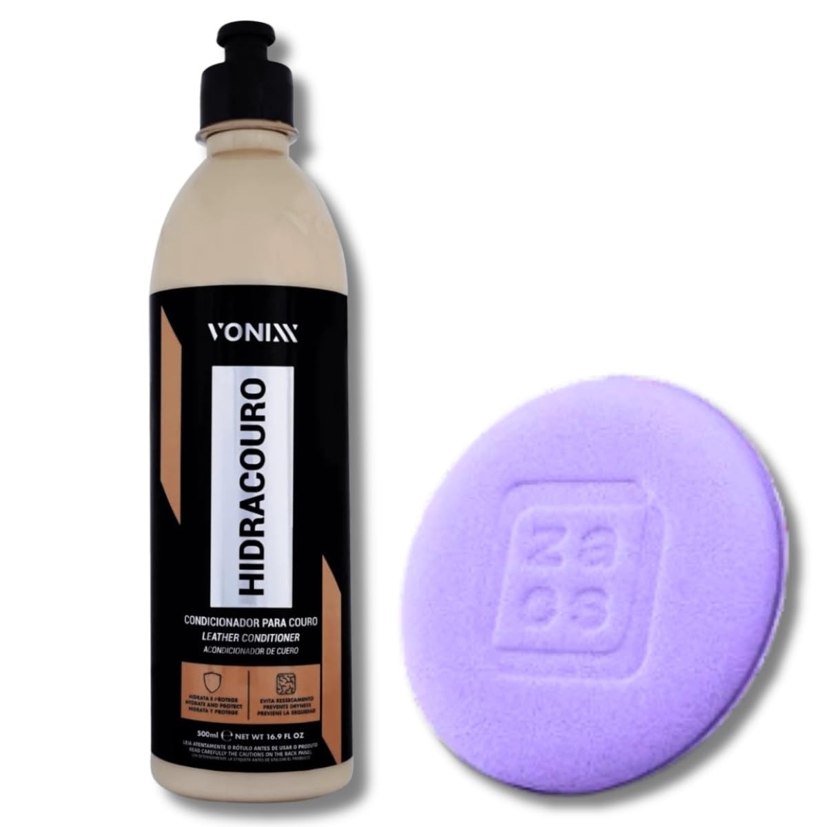 Hidracouro Diamond Vonixx: Kit Hidratante e Protetor para Couro + Aplicador de Espuma