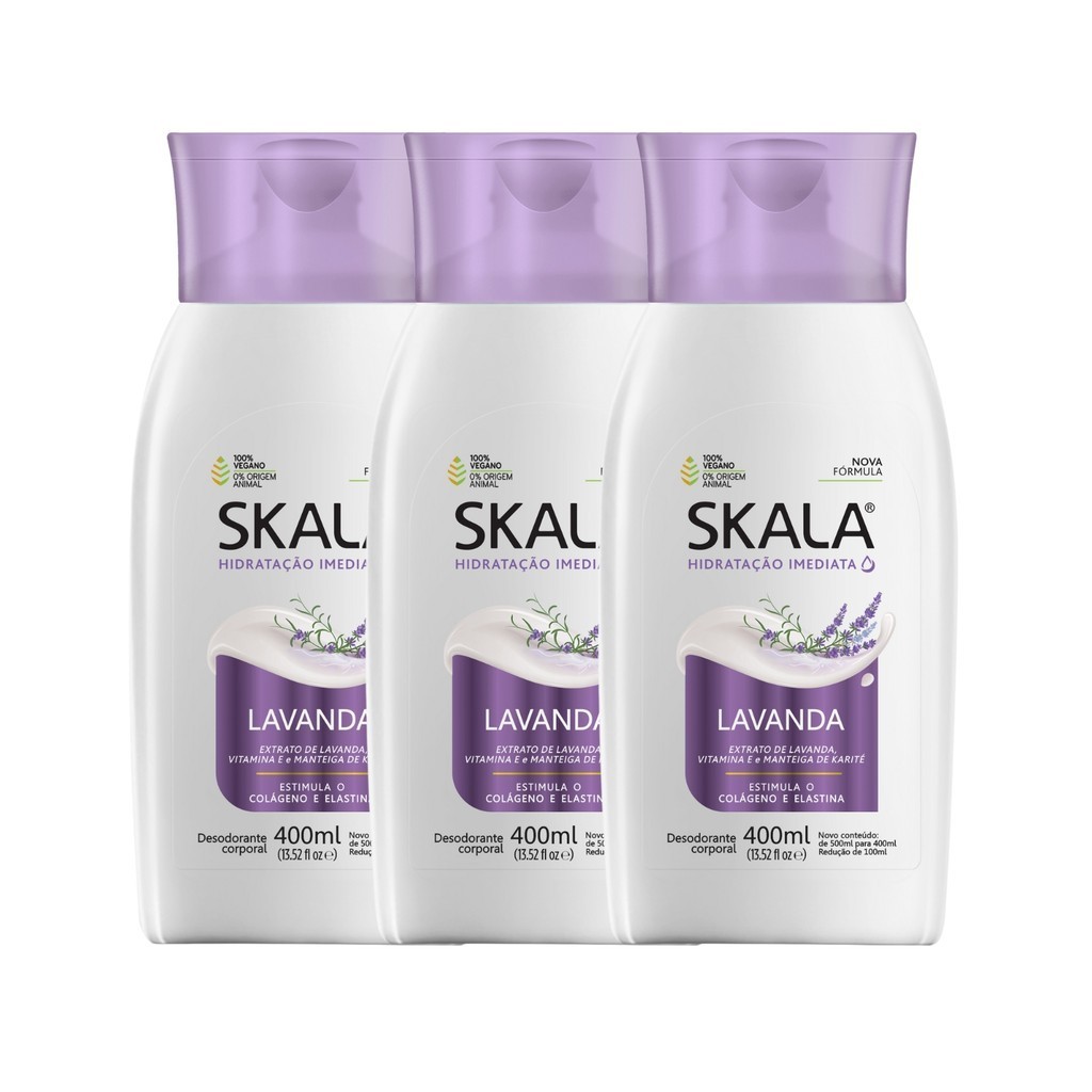 Hidratante Skala Lavanda: Kit 3 Vegano e Relaxante