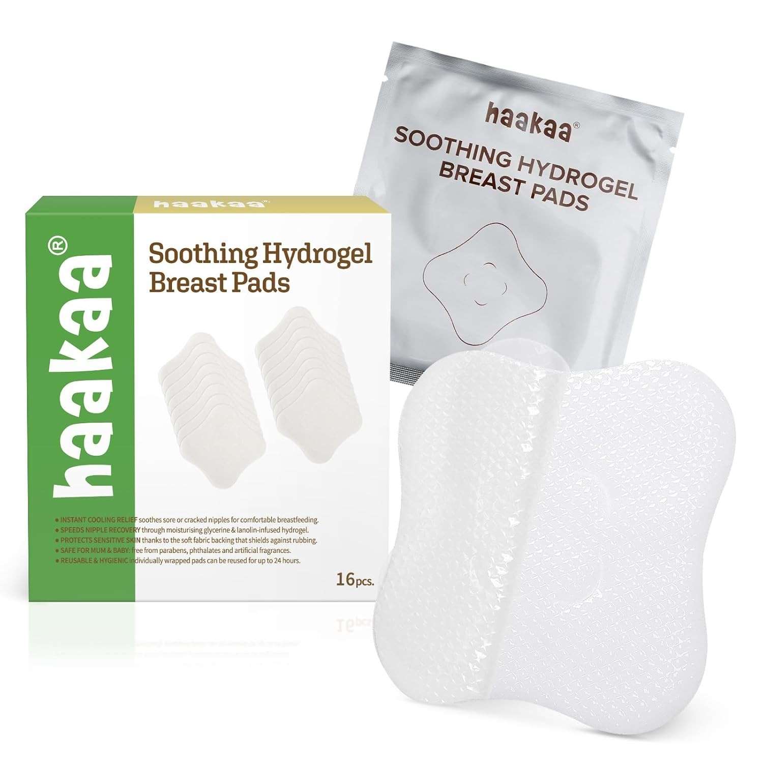 Protetores de Mamilo Haakaa Soothies com Hidrogel e Lanolina - Alívio Refrescante para Amamentação Confortável