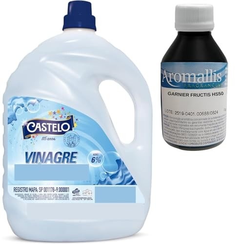 Kit Vinagre 5L para Lavar Roupas + Essência Hidrossolúvel 100ml – Amacia e Perfuma as Roupas (Garnier Fructis)