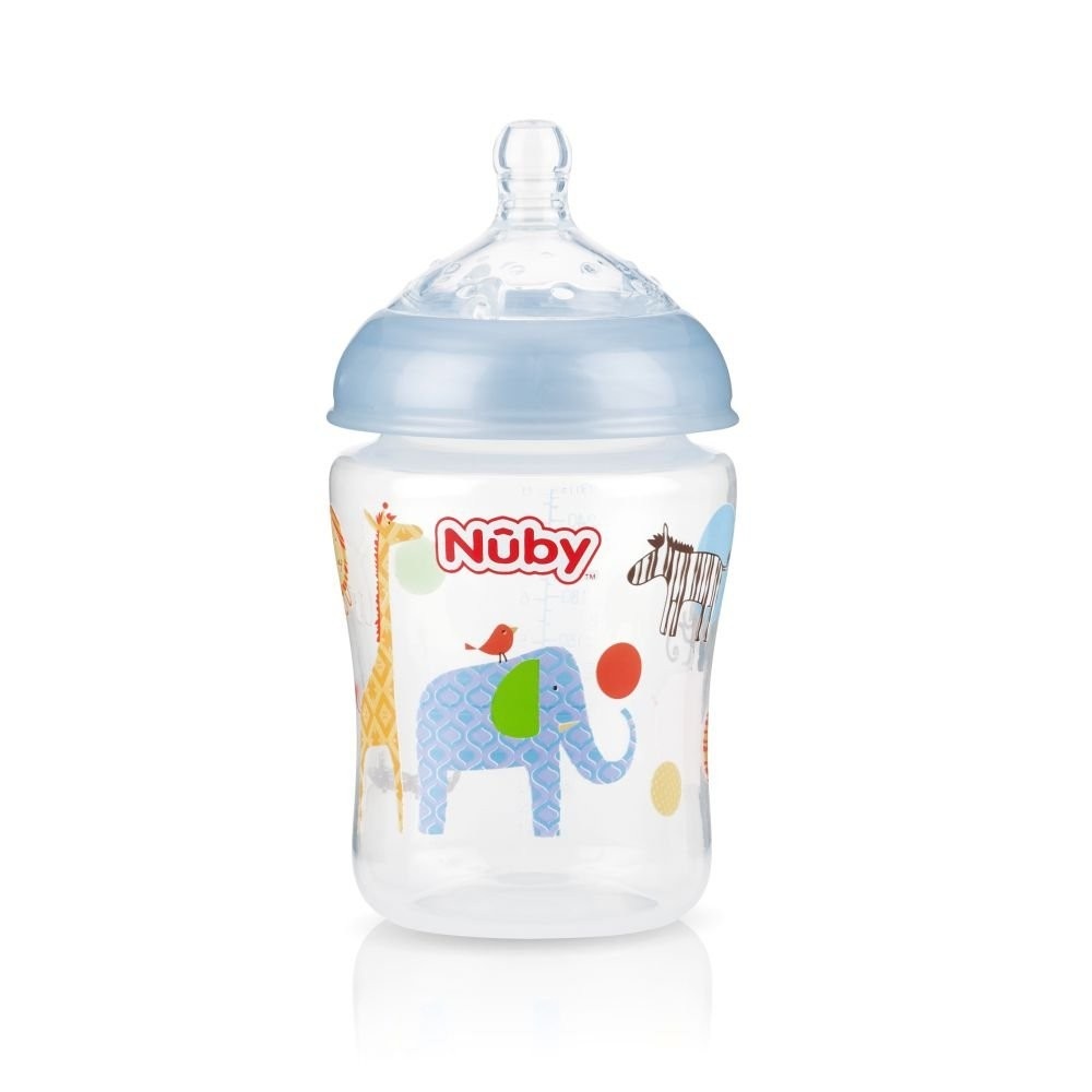 Mamadeira Nûby Bico Largo 270ml Azul - Segura, Higiênica e Confortável para Bebês