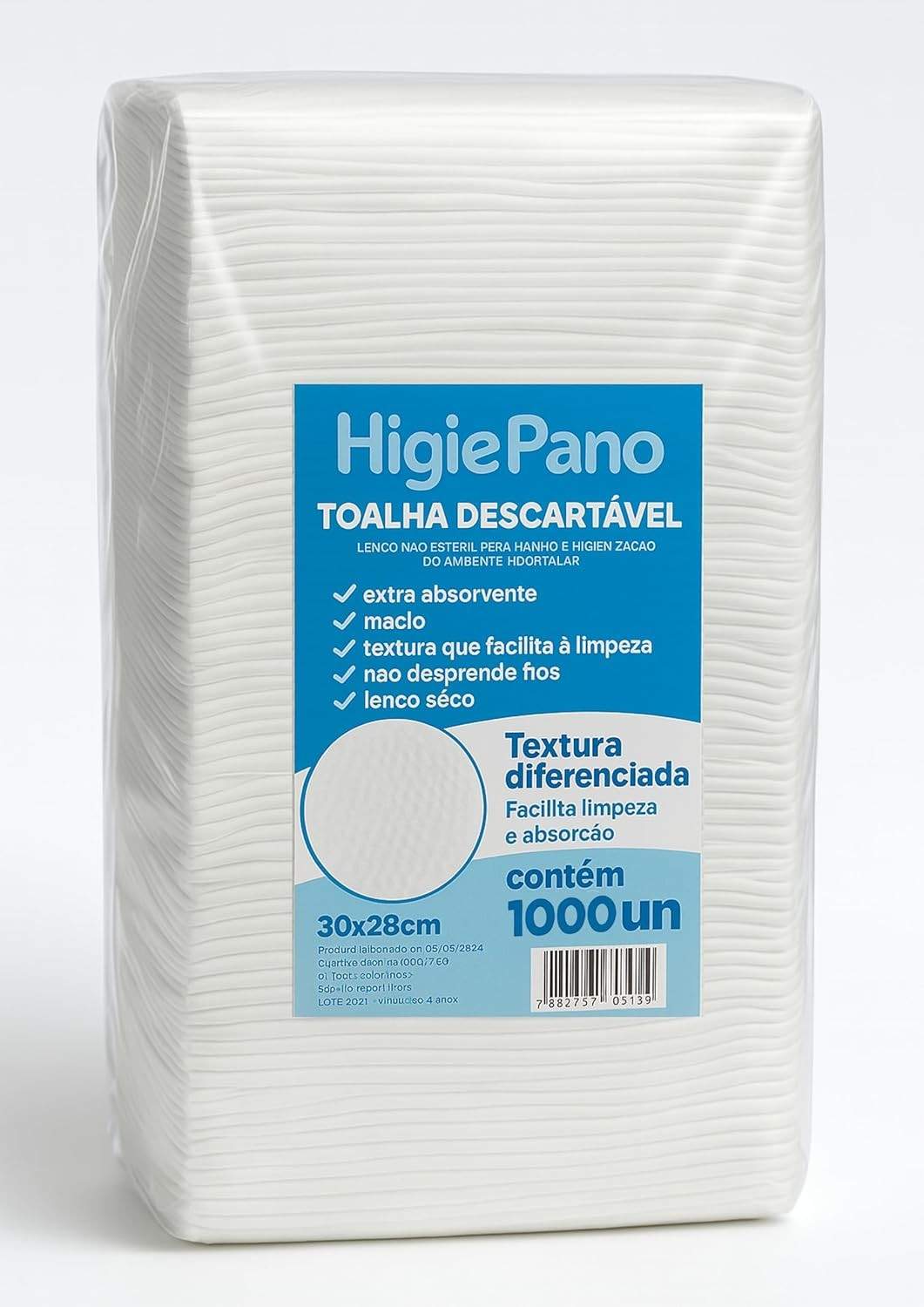 Lenço Multiuso HigiePano 1000 Unidades - Toalha Descartável Macia e Absorvente para Limpeza e Higiene