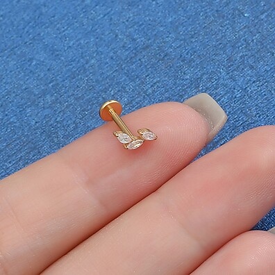 Piercing Labret Titânio PVD com Zircônia – 100% Hipoalergênico