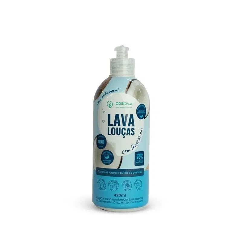 Lava Louças Líquido Sem Fragrância 420ml - Hipoalergênico e Suave para Mãos