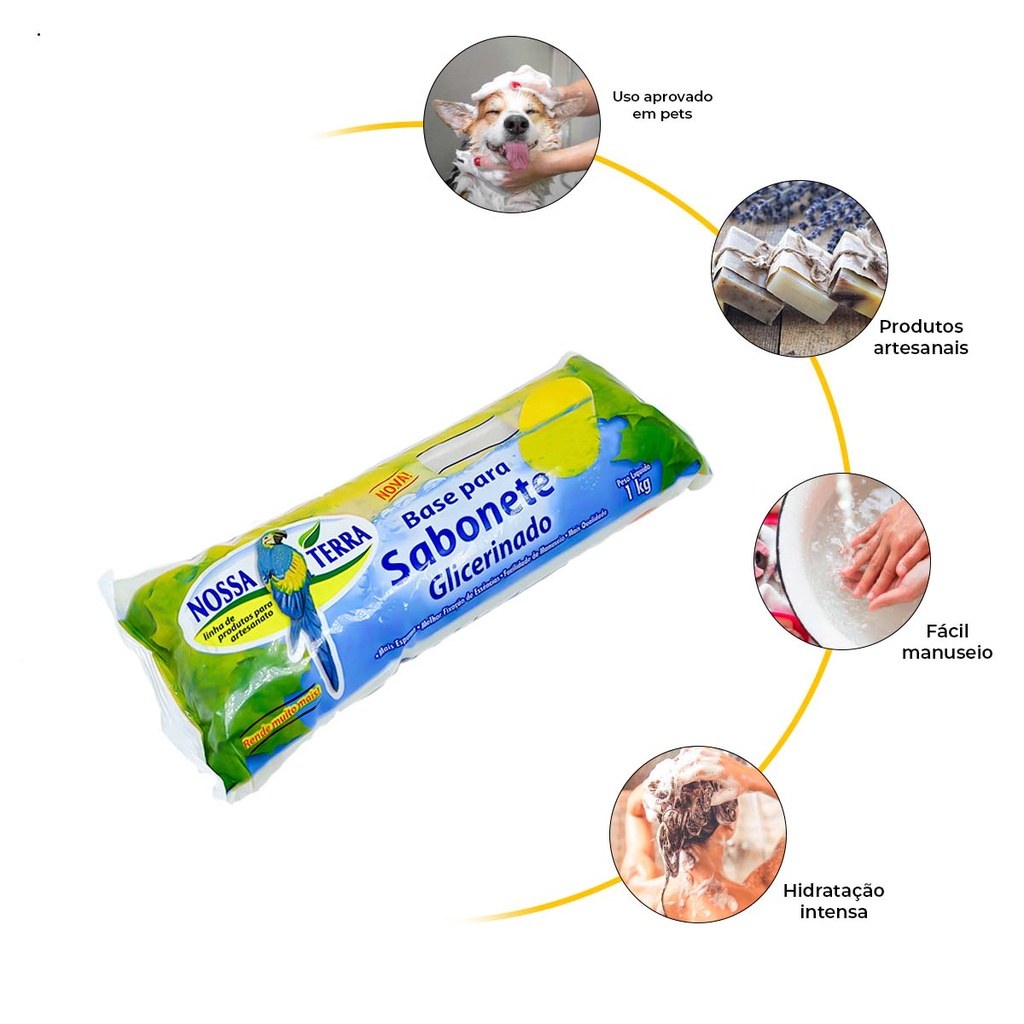 Base Glicerina Transparente 1kg – Sabonete Nossa Terra Hipoalergênico