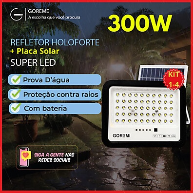 Holofote Solar 300W: Ilumine com Economia!