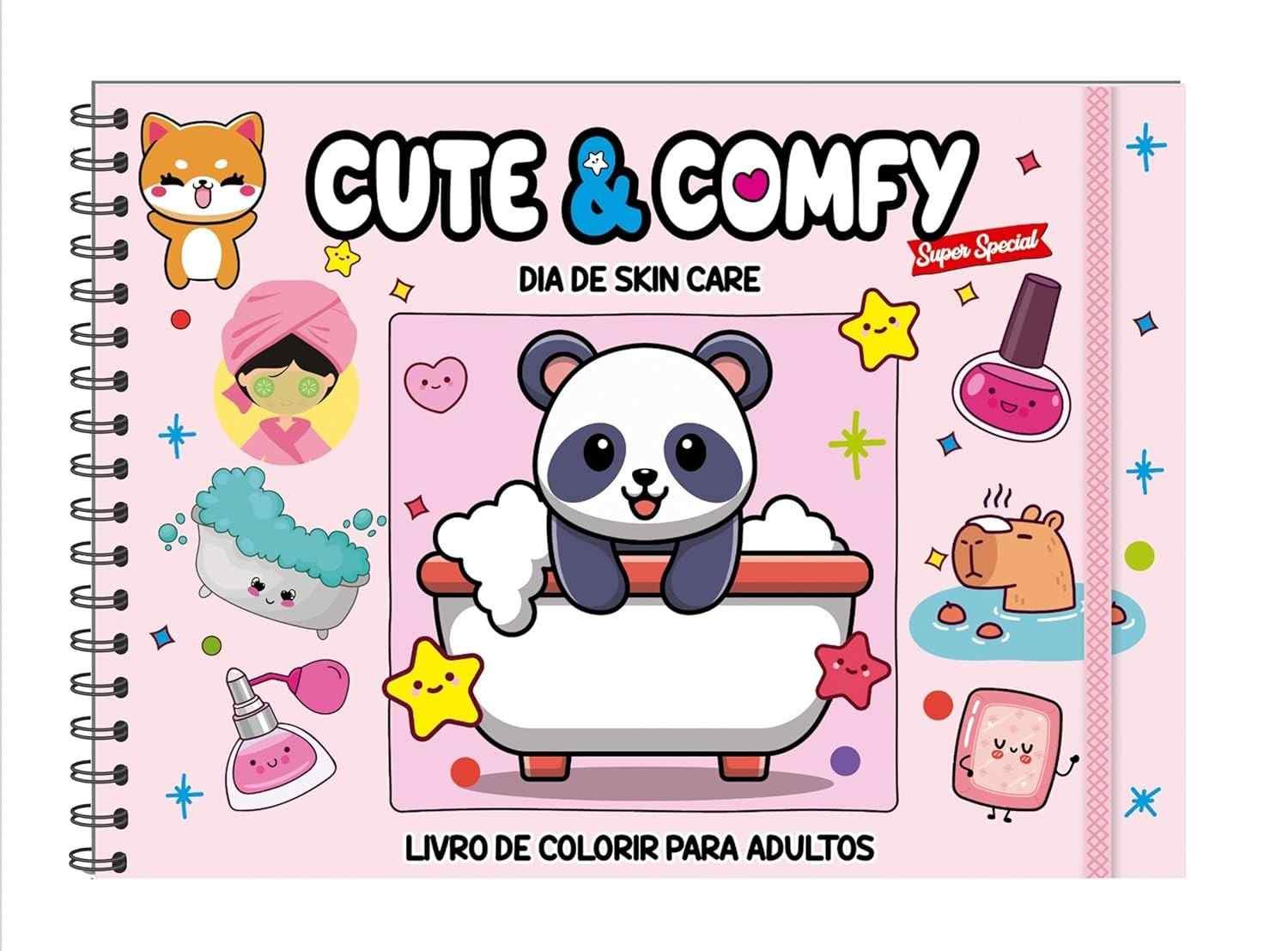 Livro de Colorir Adulto Cute & Comfy Super Special Edição 12: Dia de Skin Care com Capa Holográfica