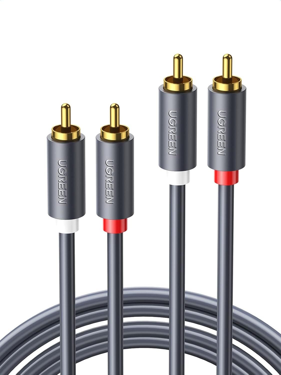 UGREEN Cabo RCA Estéreo 2RCA Macho para Macho: Som Hi-Fi para seu Home Theater (1M)