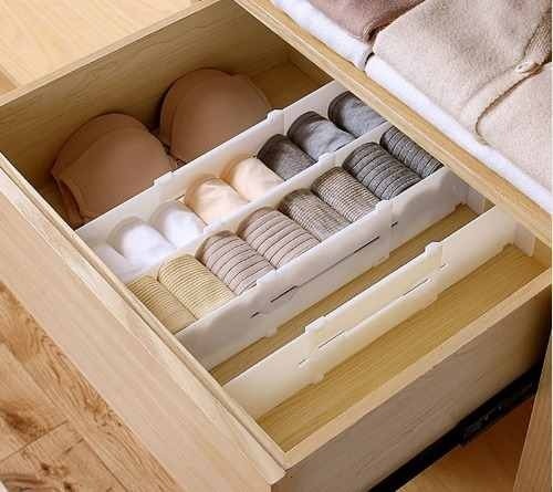 Organizador de Gavetas Ajustável Branco – Kit com 4 Unidades Topen Home