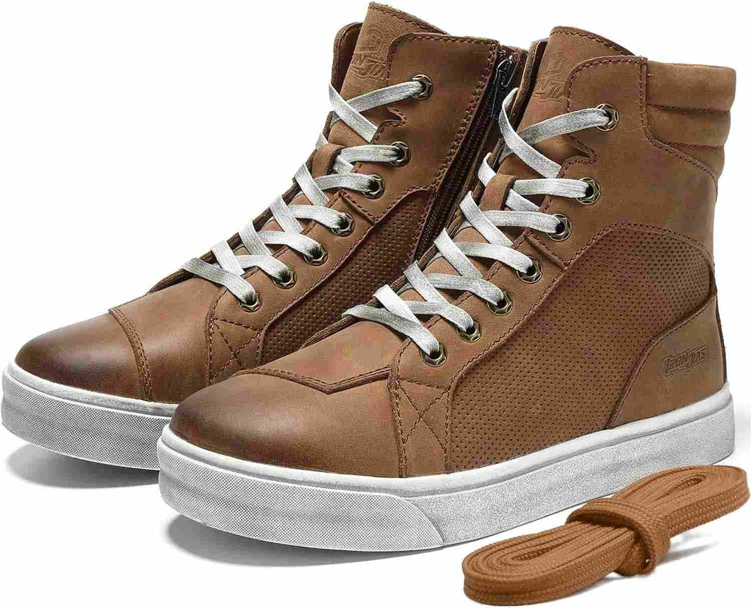 BORLENI Botas de mota homem sapatilhas de motocicleta casuais antiderrapantes, botas moto zona tornozelo reforçado sapatilhas de motocross preto 40-46