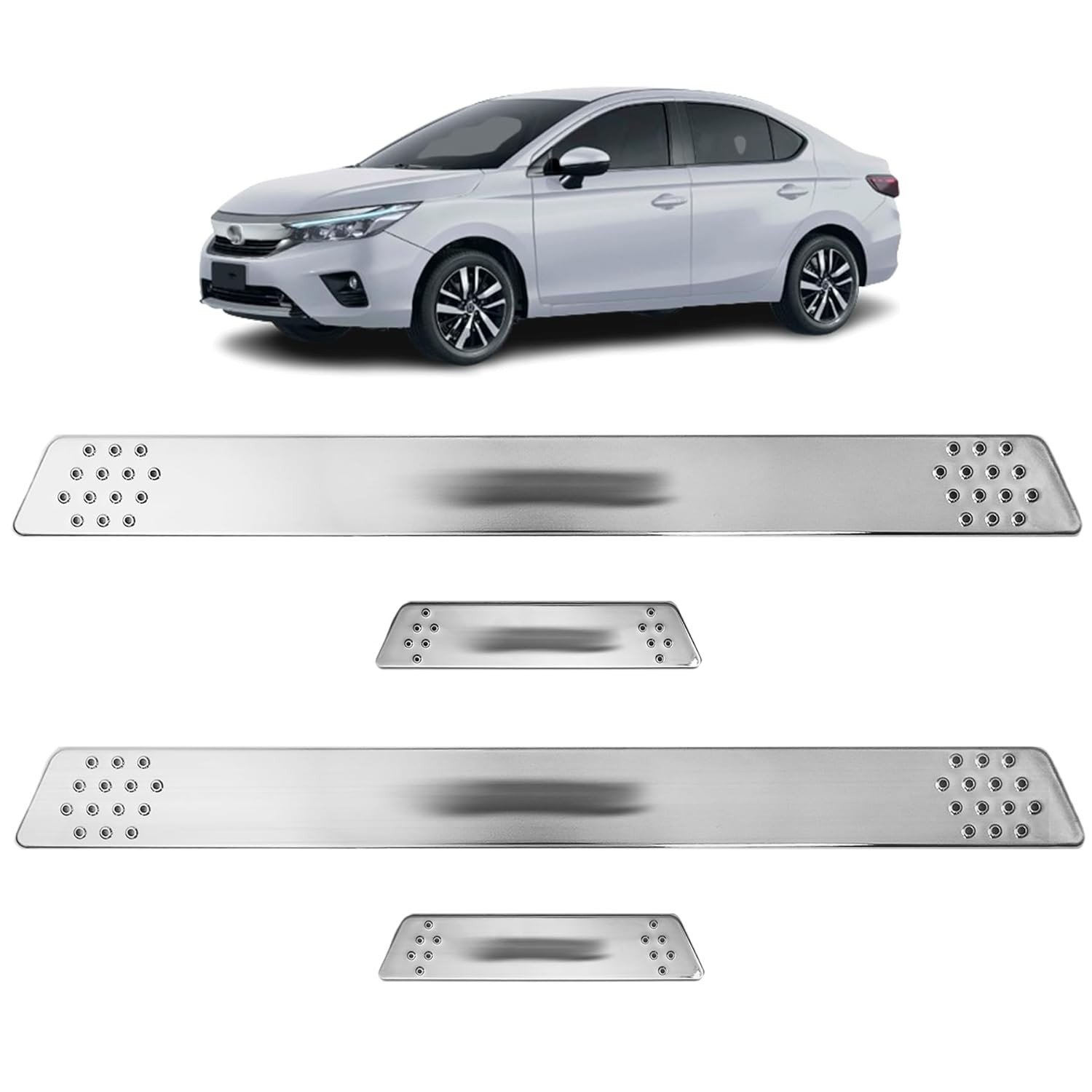 Soleira Cromada Escovada Personalizada Honda City 2010-2023 | Antiderrapante