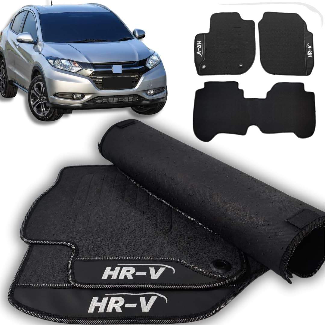 Jogo de Tapetes Automotivos Emborrachados Premium para Honda HR-V (2015-2018) - 3 Peças
