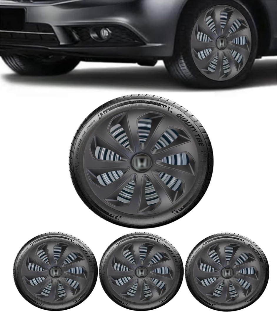 Jogo 4 Calotas Esportivas Velox Aro 15 - Preto Fosco para Honda Fit, City e Civic