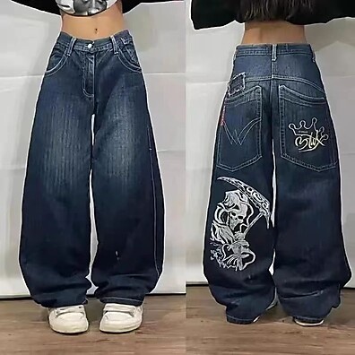 hop-hip-y2k-streetwear-preta-jeans-baggy-calca