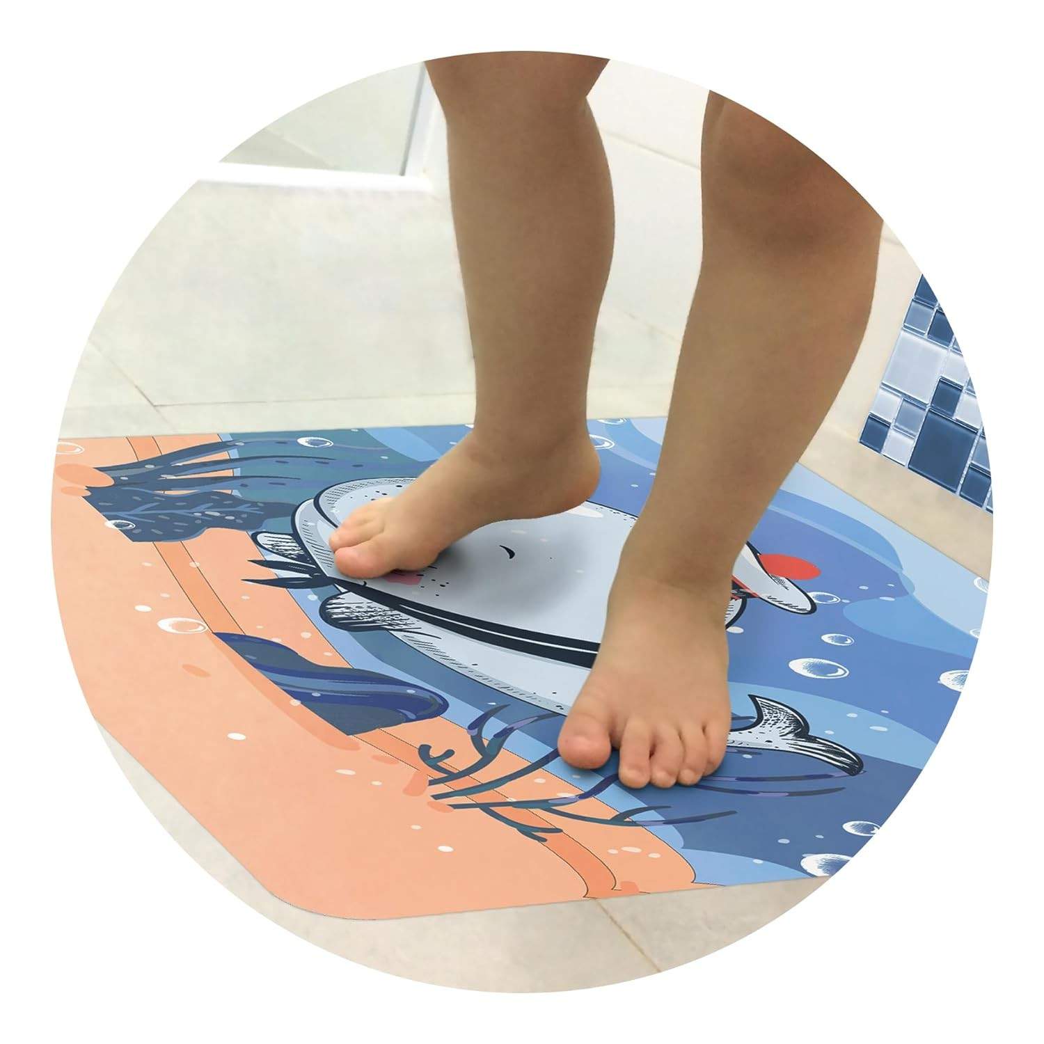 Adesivo Antiderrapante Infantil Banheiro Baleia Mar 50x45cm - Segurança e Diversão na Hora do Banho