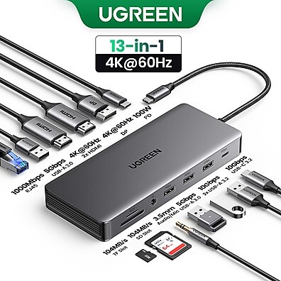 Hub USB C 13 em 1 UGREEN: Estação Completa para MacBook com 4K e Carregamento 100W