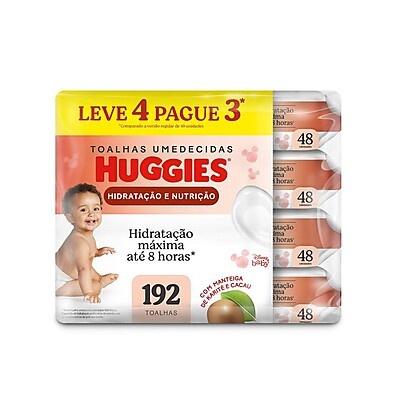Huggies Hidratação e Nutrição: 192 Lenços para Bebê