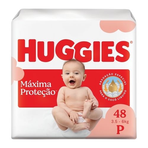 Huggies Máxima Proteção: Fralda P para Bebê – 48 Un