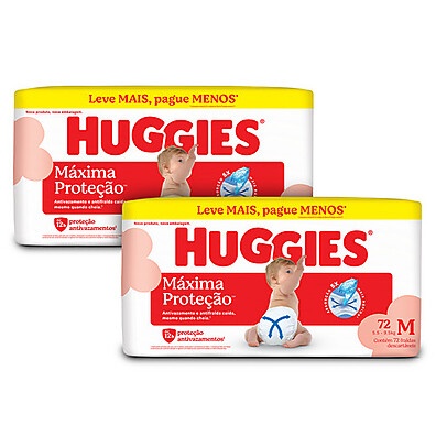 Huggies Máxima Proteção M: 72 Fraldas Imbatíveis!