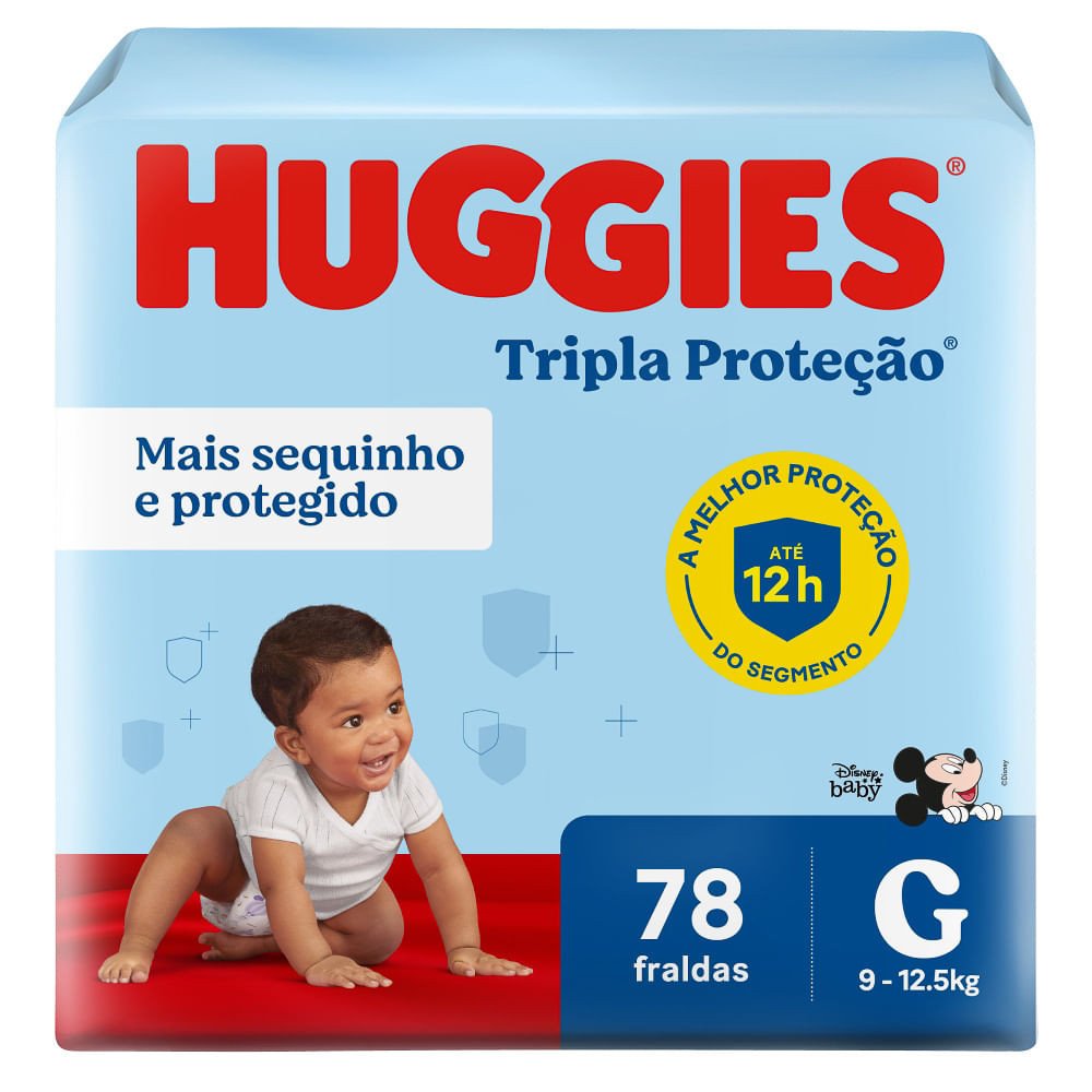 Huggies Tripla Proteção G: 78 Fraldas para Noites Tranquilas