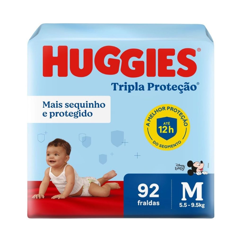 Huggies Tripla Proteção M: 92 Fraldas para Noites Tranquilas!