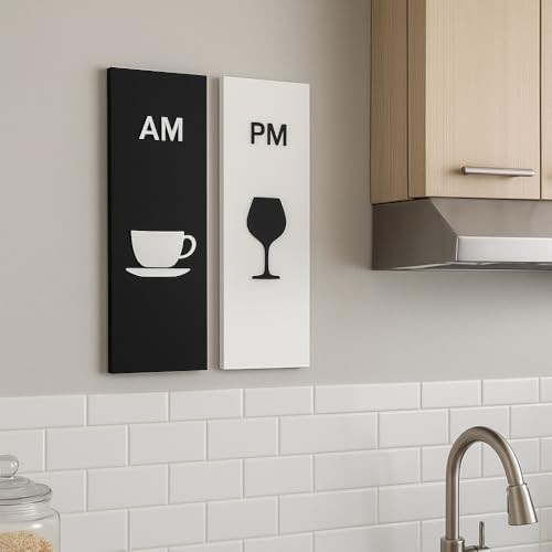 Quadro Decorativo AM/PM em MDF com Alto Relevo - Estilo e Humor para sua Cozinha