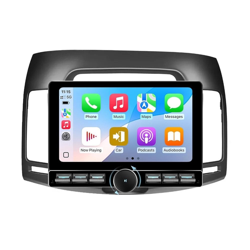 Central Multimídia Android 15 para Hyundai Elantra 2007-2010: Tela 10.8" HD, 4+64GB, Carplay/Android Auto Sem Fio, GPS e Câmera de Ré Grátis