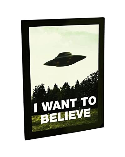 Quadro Decorativo I Want To Believe com Moldura Premium - Design Exclusivo para Ambientes Modernos