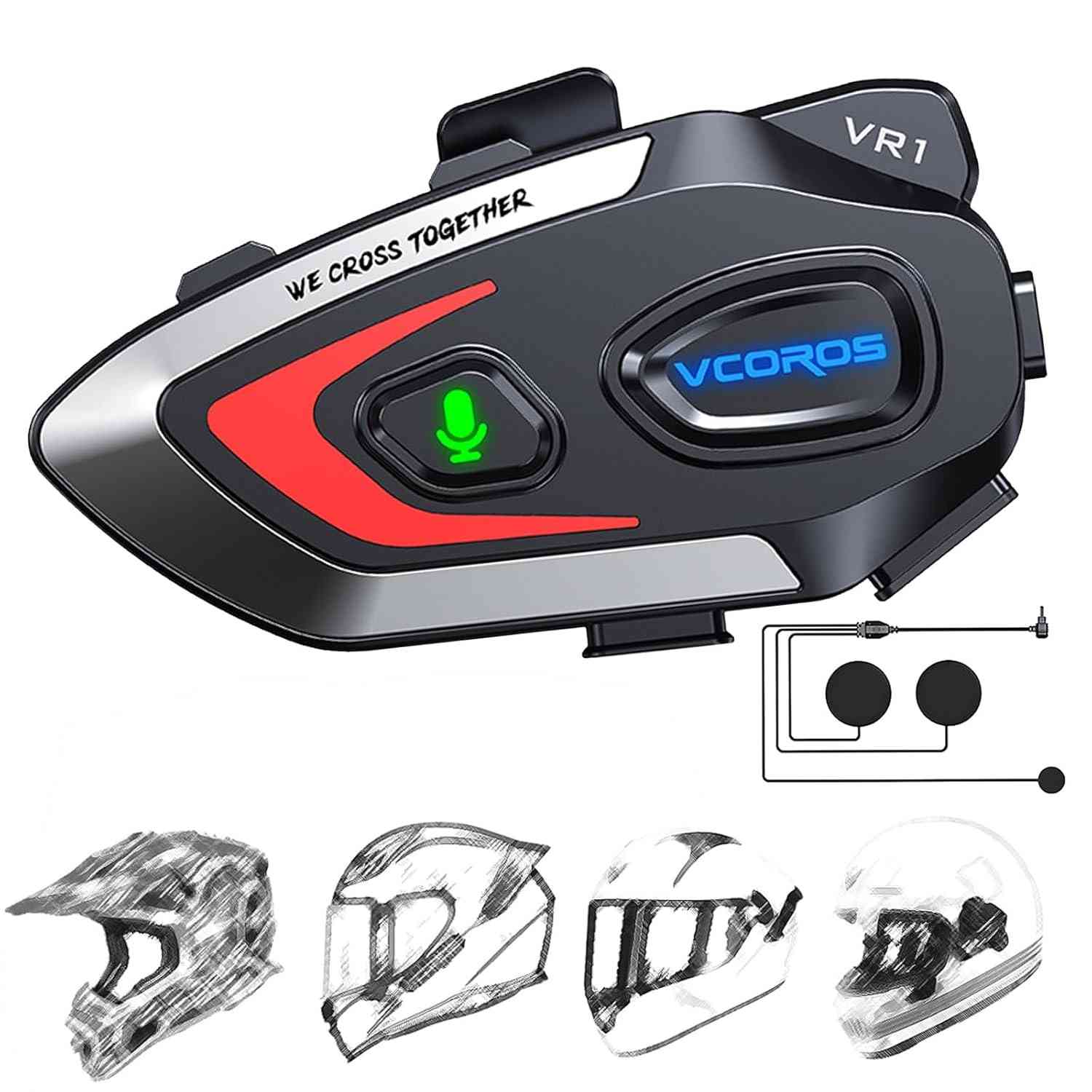VCOROS VR1: Fone de Ouvido para Capacete de Moto com IA, IPX6 e Bateria de Longa Duração