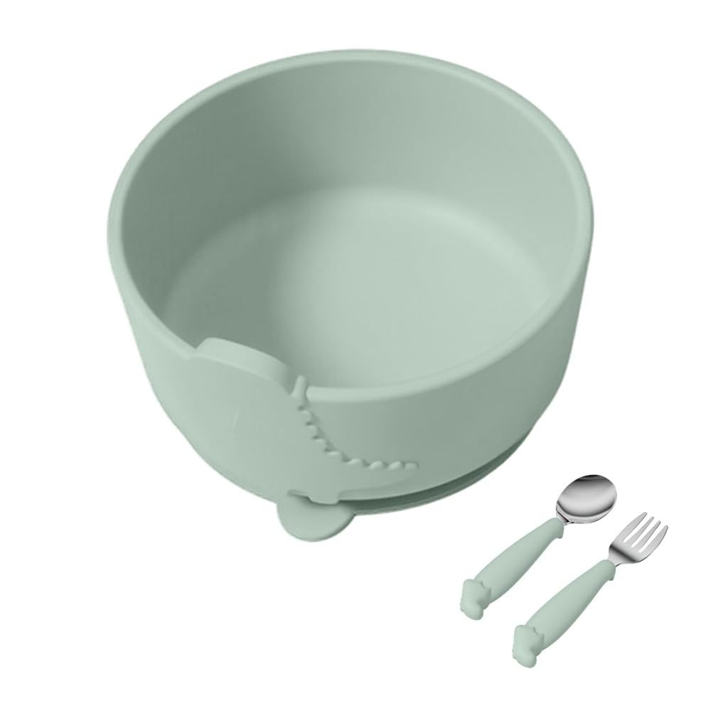 Combo Tigela e Talher Silicone HOMELIFE NT-27 - Seguro, Livre de BPA, Ideal para Bebês e Crianças