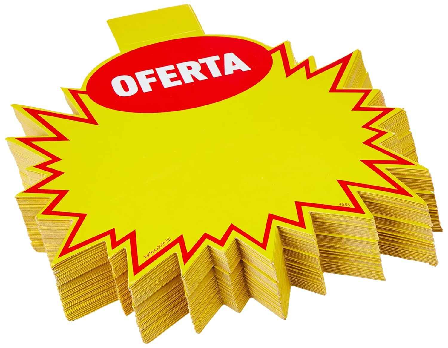 Cartaz Splash Oferta Amarelo 16x20cm - Pacote com 100 Unidades - Ideal para Promoções e Sinalização