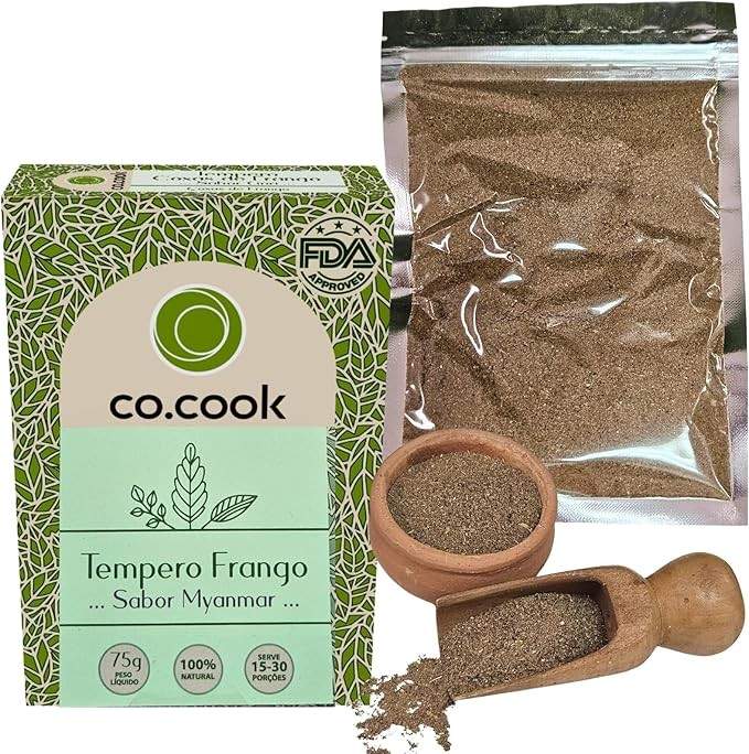 CoCook Tempero Ásia 100% Natural Frango Sabor Myanmar 75g Ideal para Ensopado, File Coxa Espetinho de Frango Zero Glúten, Zero Lactose, Zero Conservantes, Zero Corantes, Zero Sódio - Rende até 30 porções