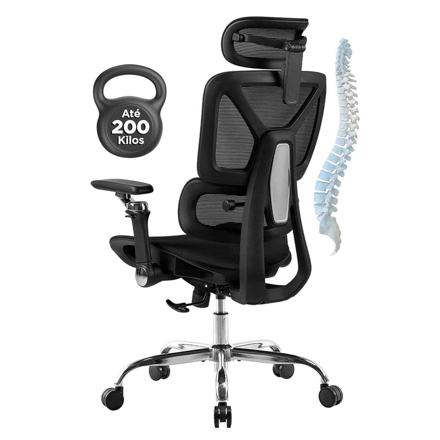 Cadeira Ergométrica Comfy com Encosto Mesh e Ajuste Lombar – Ideal para Home Office e Estudos
